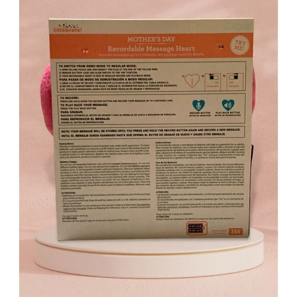 Way To Celebrate Mothers #1 Mom Recordable Message Plush Heart - Picture 8 of 14